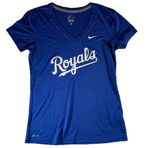 Nike Kansas City Royals Women's‎ Blue V-Neck Dri-FIT T-Shirt - Size Small